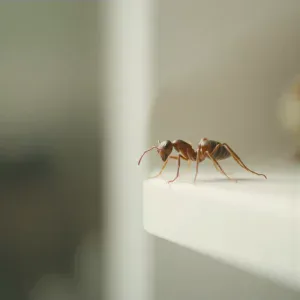 Formica rossa su un ripiano in casa