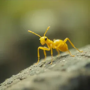 Formica gialla su superficie rocciosa, macro