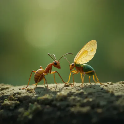 Una formica operaia accanto a una alata